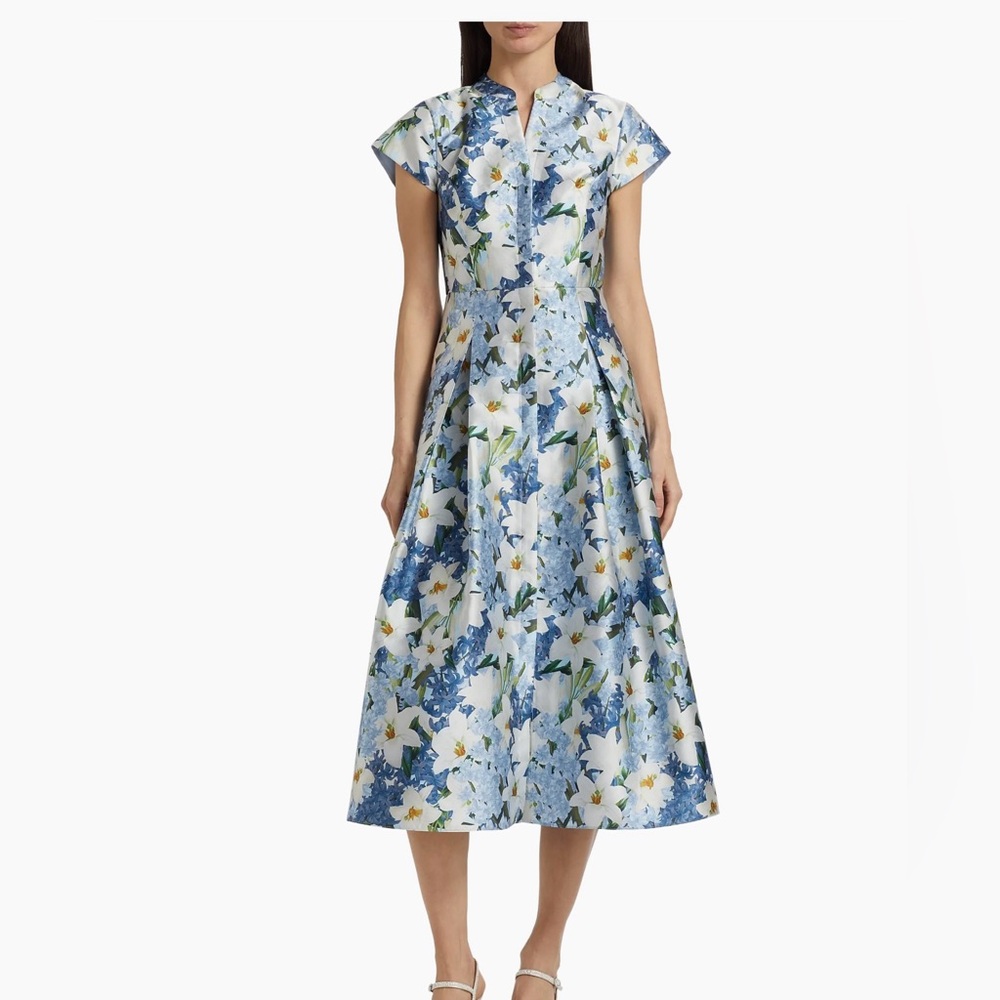 Sachin + Babi Blue and White Floral Midi Dress